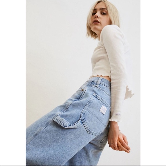 Lee x H&M Collaboration Carpenter Straight Leg Light Blue Jeans Size 6 - Picture 2 of 8